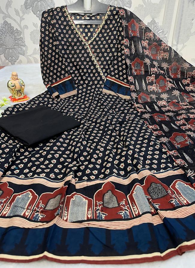 Cotton Multi Colour Casual Wear Printed Readynade Anarkali Suit